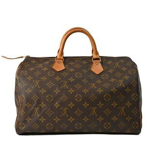 LOUIS VUITTON Brown Monogram Speedy 35 Boston Bag